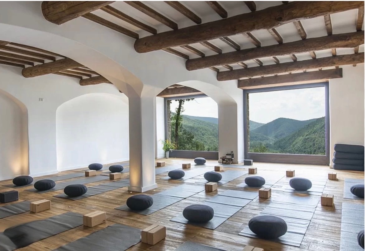 Yoga studio in a restored Umbrian monastery overlooking the hills