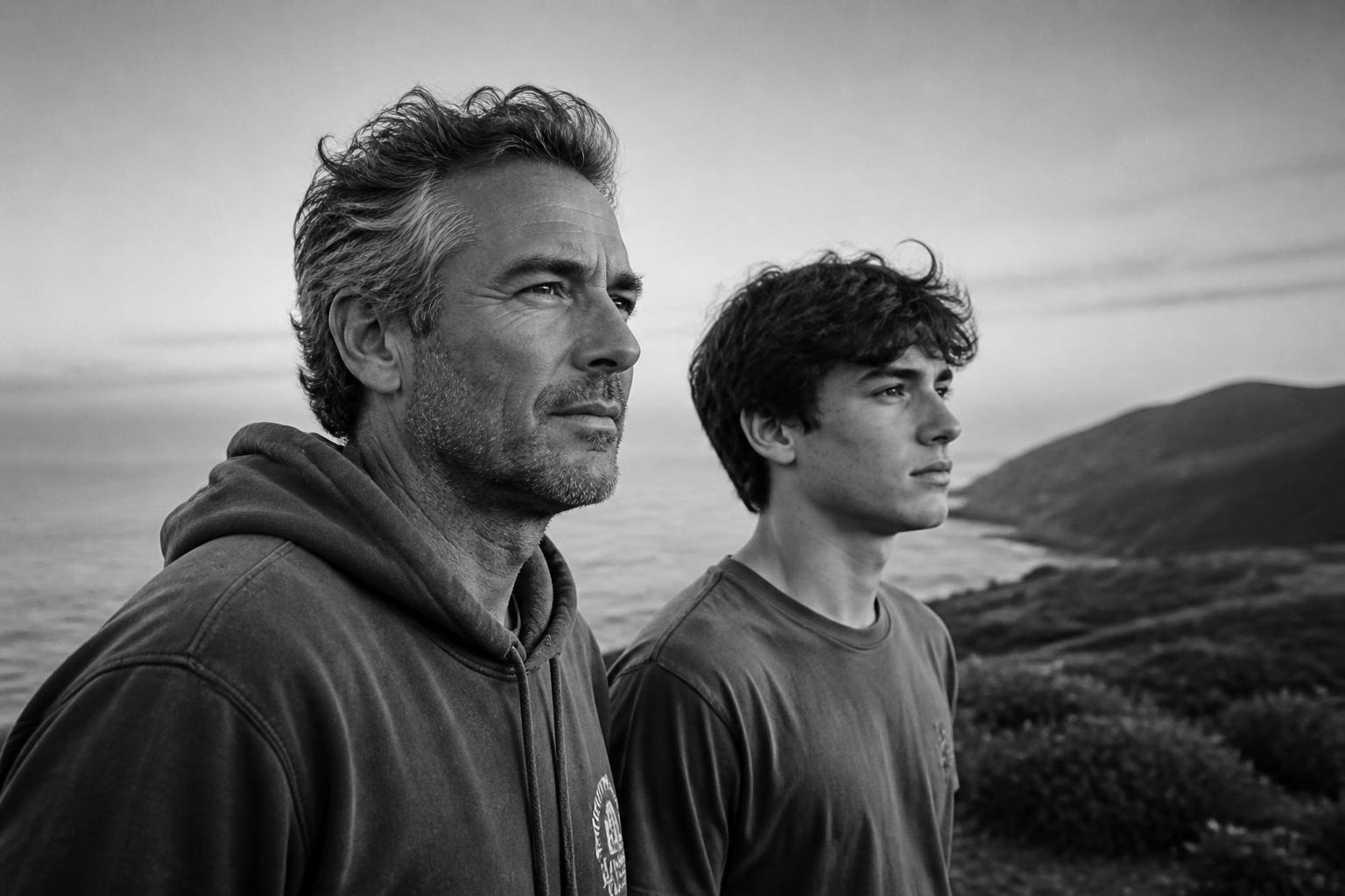 Parent and teen walking side by side in quiet closeness